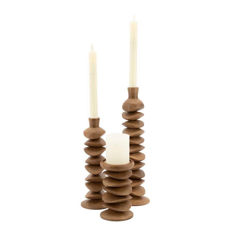 Pillar candle holder Kasane - brown - Afbeelding 4
