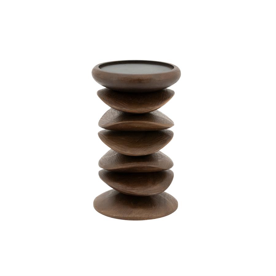 Pillar candle holder Kasane - dark brown
