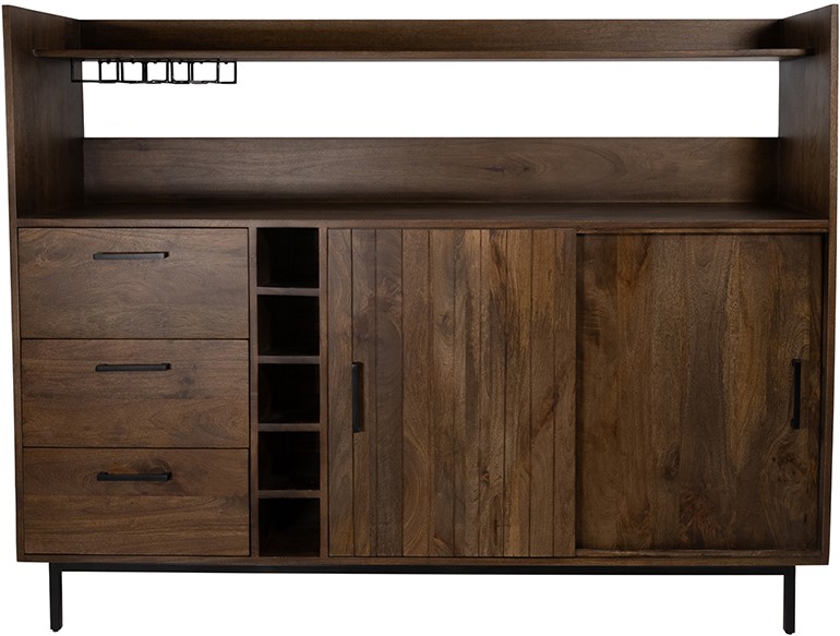 Barkast 160 met 2 schuifdeuren en 3 lades, Mango Brown Walnut - Afbeelding 2