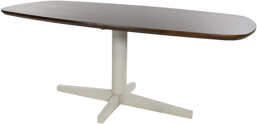 Eetkamertafel 160, deens ovaal, poot Beige, Mango Brown Walnut