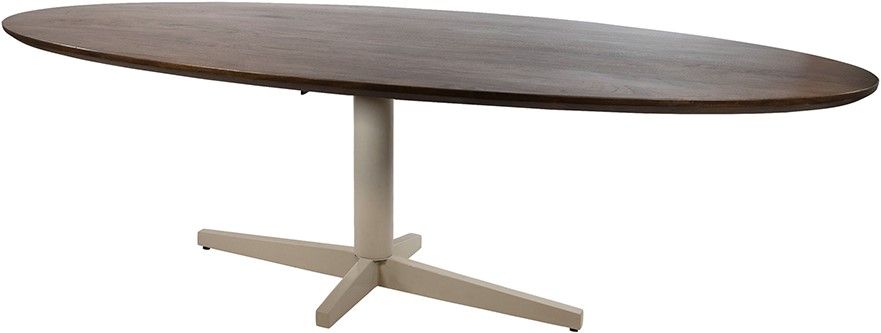 Eetkamertafel 190, ovaal, poot Beige, Mango Brown Walnut