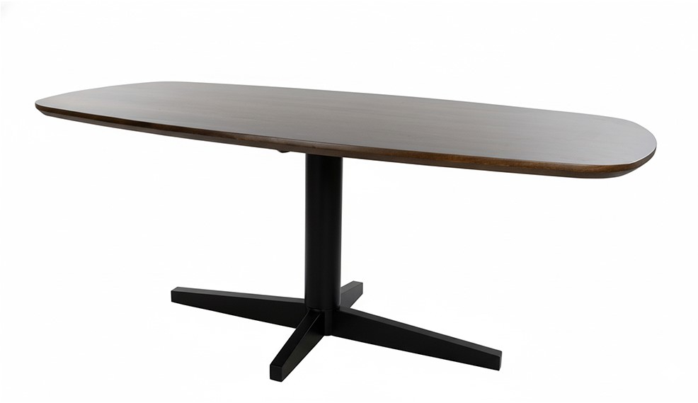 Eetkamertafel 240, deens ovaal, poot Black, Mango Brown Walnut