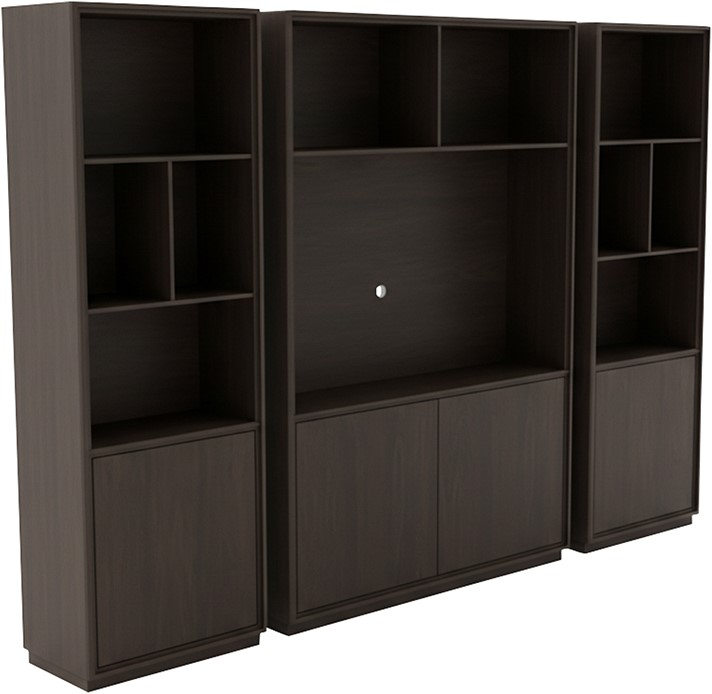 Oulu boekenkast 75, linksdraaiend met 1 deur en 4 open vakken, Dark Chocolate - Afbeelding 2