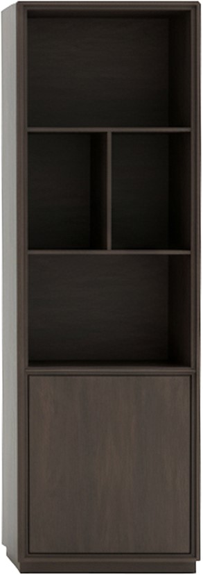 Oulu boekenkast 75, linksdraaiend met 1 deur en 4 open vakken, Dark Chocolate