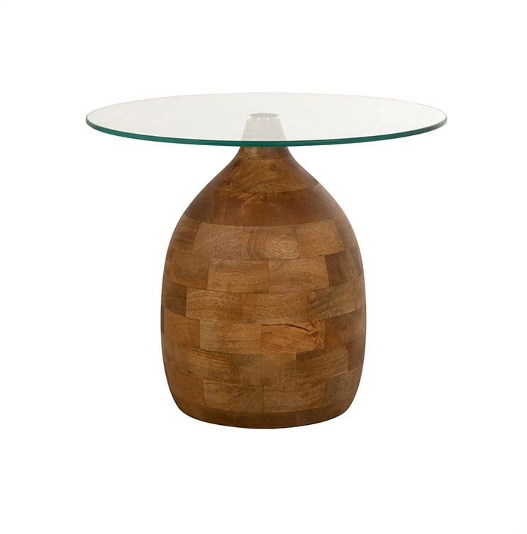 Stella salontafel Ø50, H43, Smooth Natural, Clear glass