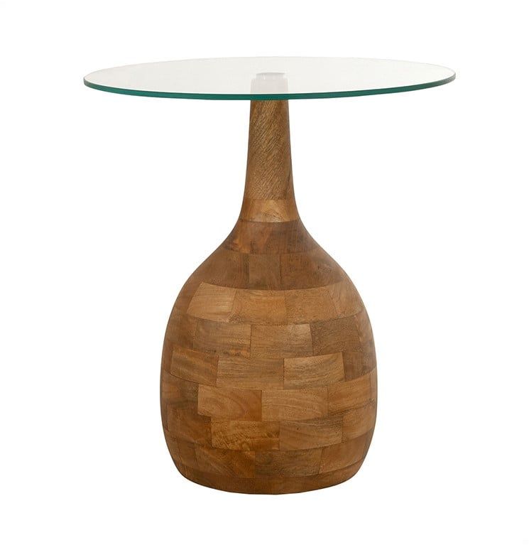 Stella salontafel Ø50, H55, Smooth Natural, Clear glass