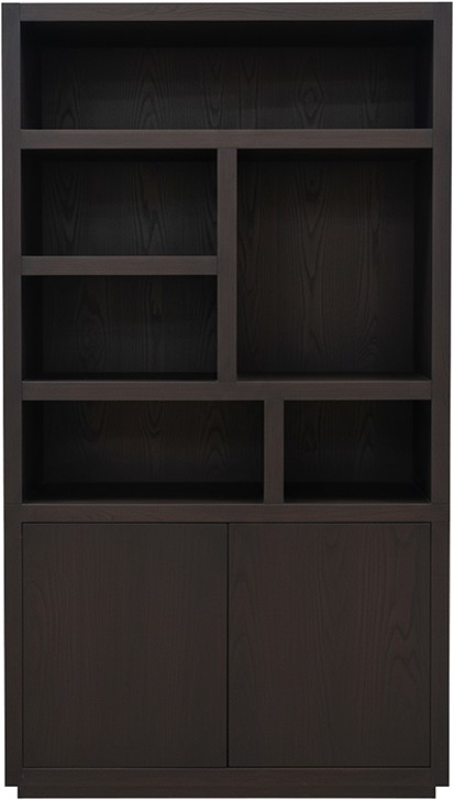 Tampere boekenkast 120 met 2 deuren en 6 open vakken, Dark Chocolate - Afbeelding 2