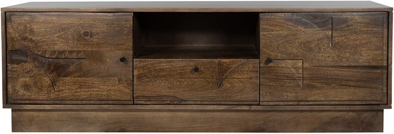 TV dressoir 150 met 2 deuren, 1 lade en 1 open vak, Mango Brown Walnut - Afbeelding 2