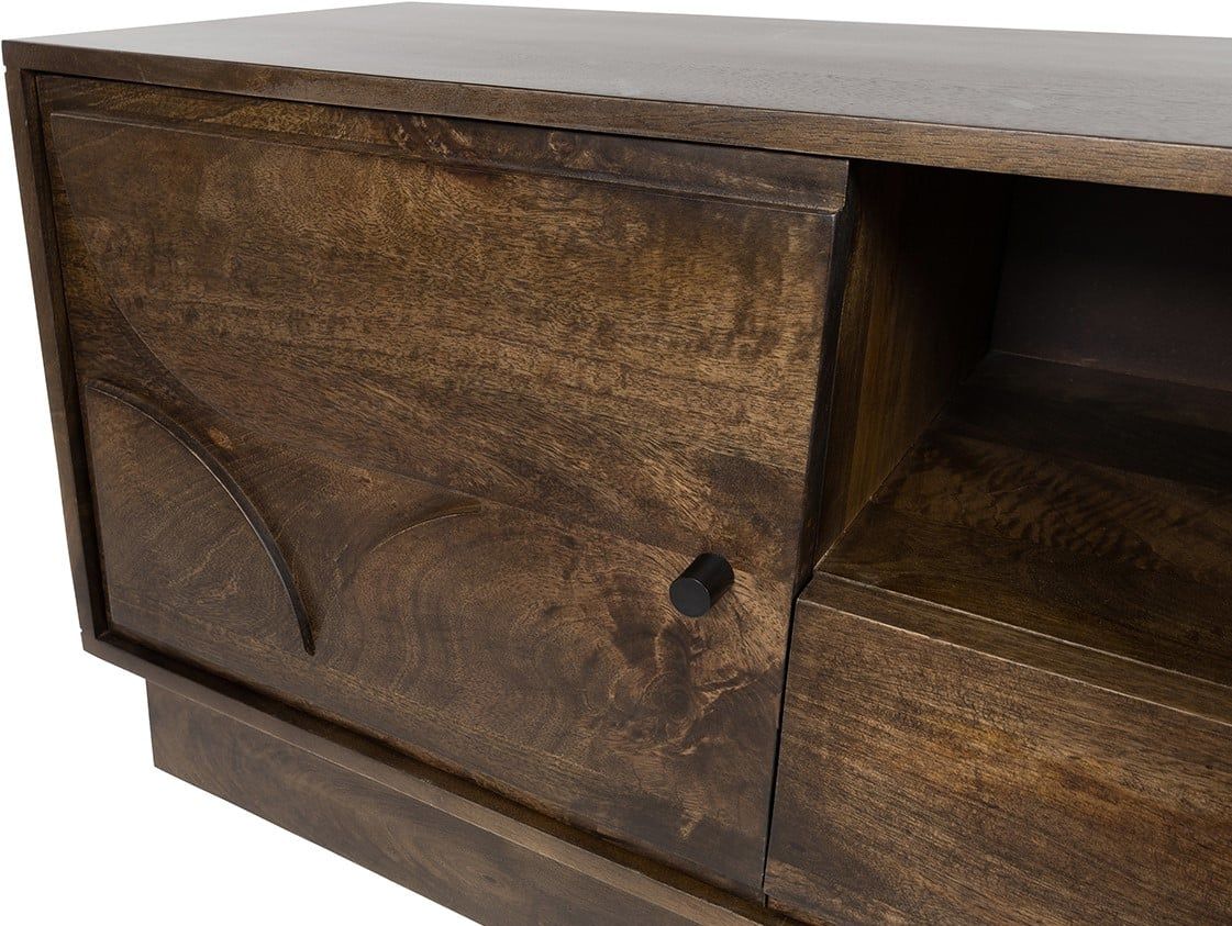 TV dressoir 150 met 2 deuren, 1 lade en 1 open vak, Mango Brown Walnut - Afbeelding 3