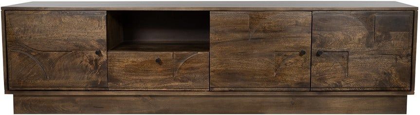 TV dressoir 190 met 3 deuren, 1 lade en 1 open vak, Mango Brown Walnut - Afbeelding 2
